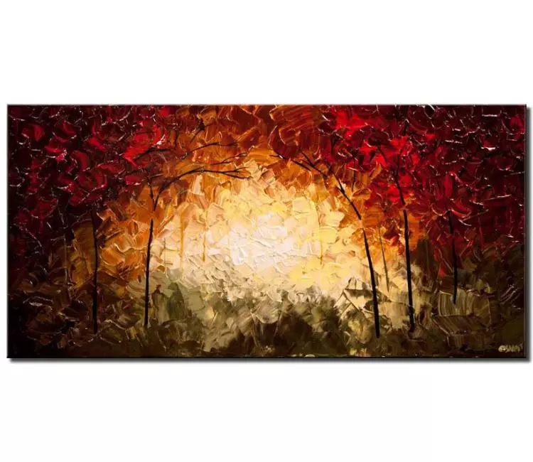 forest painting - Fall tree painting abstract landscape art for living room textured original forest painting on canvas modern palette knife art