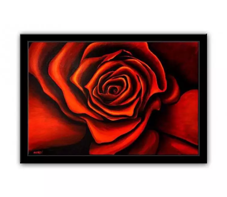 floral painting - red rose painting on canvas original modern red flower painting minimalist art for living room dining room