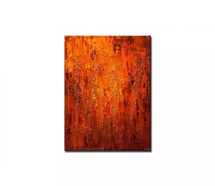 abstract painting - orange abstract art minimalist textured orange rust painting on canvas 3d art original vertical painting modern art