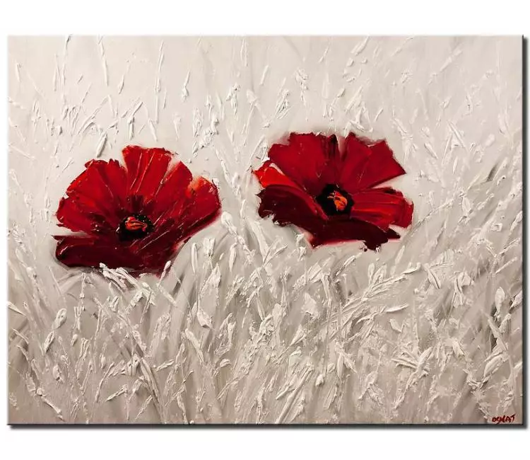print on canvas - canvas print of red flowers painting on white background
