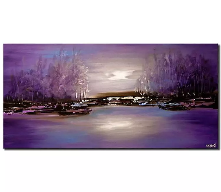 print on canvas - canvas print of purple forest on river bank