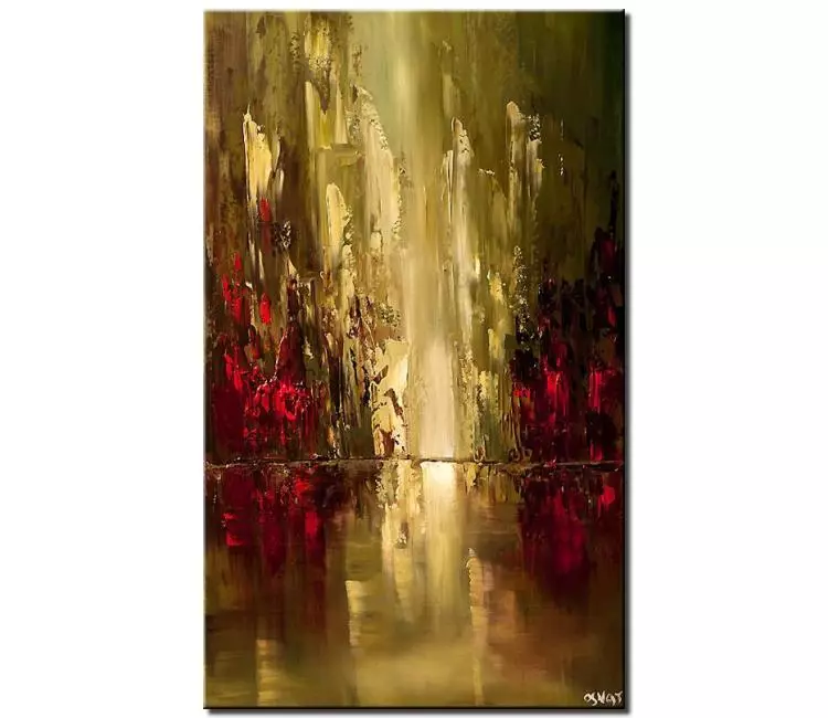 print on canvas - canvas print of  abstract city painting in olive and red