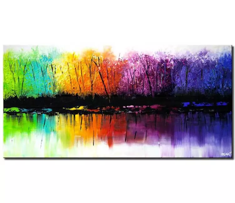 print on canvas - canvas print of colorful reflection seasons abstract  blooming trees