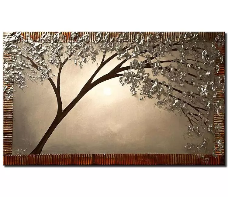 print on canvas - canvas print of blooming silver tree textured painting