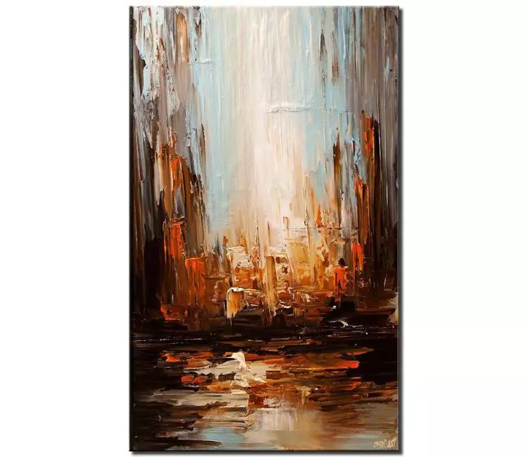 print on canvas - canvas print of contemporary abstract city painting heavy texture palette knife
