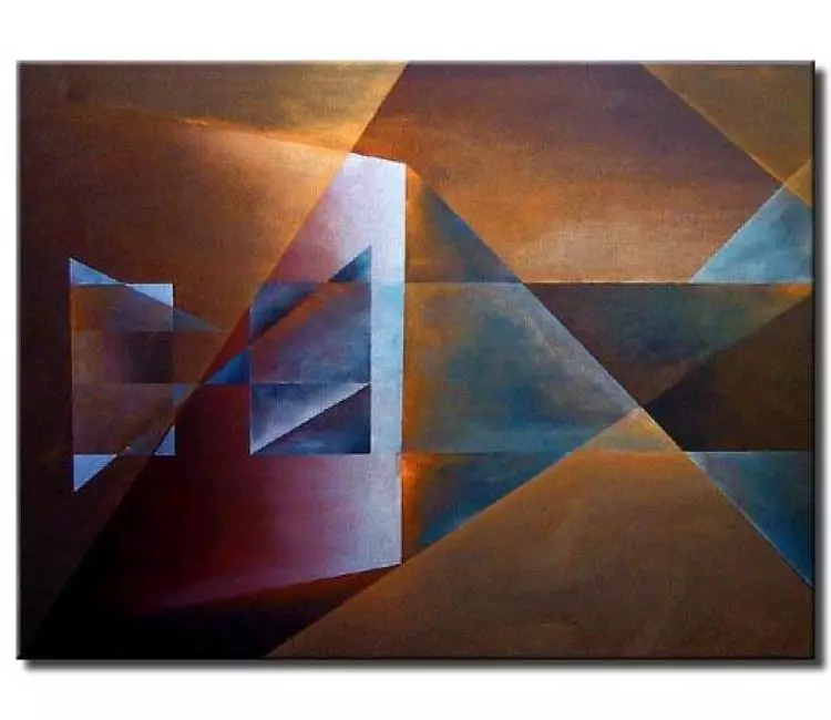 abstract painting - geometrical brown blue abstract art