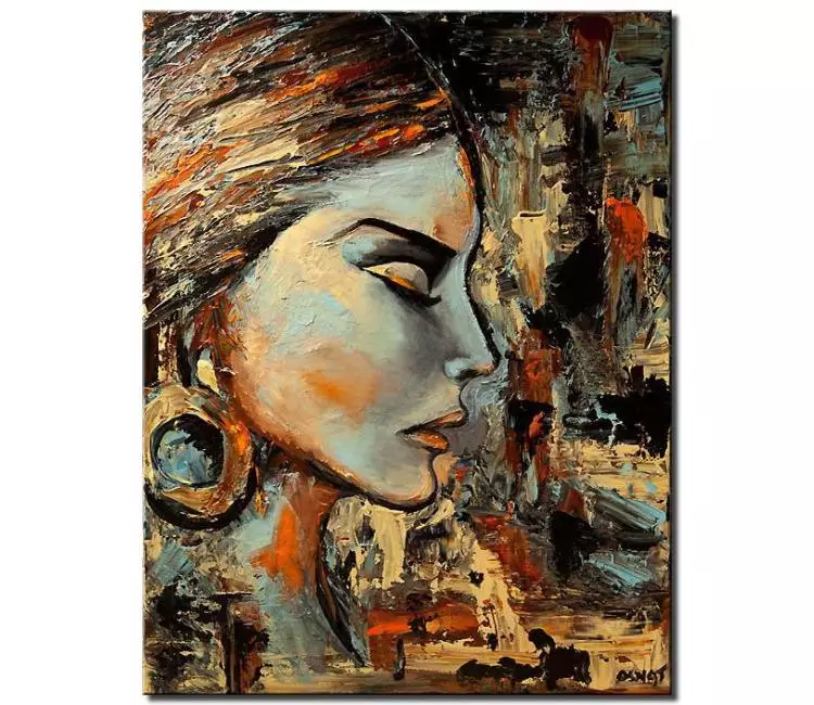 print on canvas - canvas print of modern abstract portrait palette knife painting