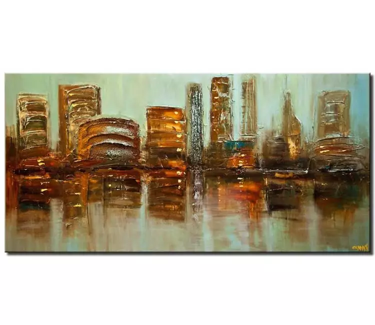 cityscape painting - contemporary city art on canvas original textured abstract cityscape painting modern palette knife art