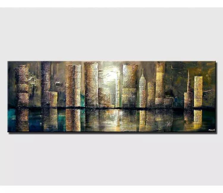 cityscape painting - big wall art minimalist abstract city painting on canvas for living room mix media original textured city art modern art