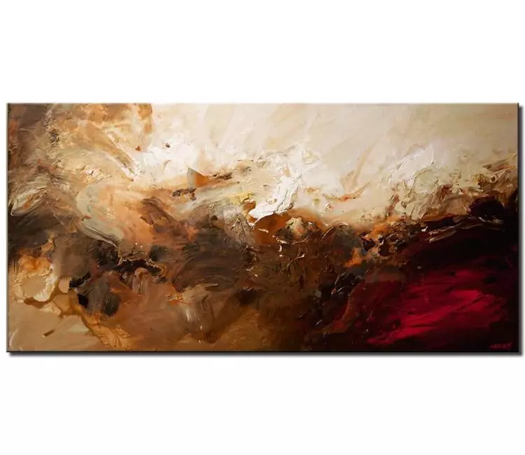 abstract painting - neutral wall art on canvas original abstract art in red beige earth tone colors modern living room art