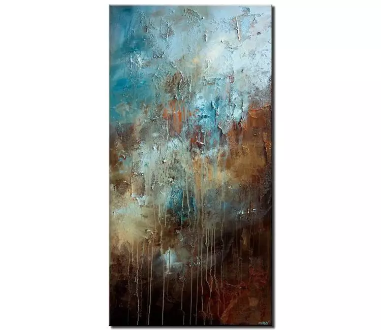 print on canvas - canvas print of large textured blue brown art