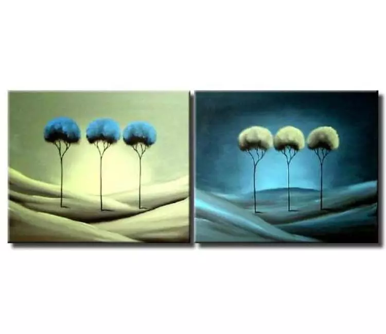 forest painting - trees on hills painting
