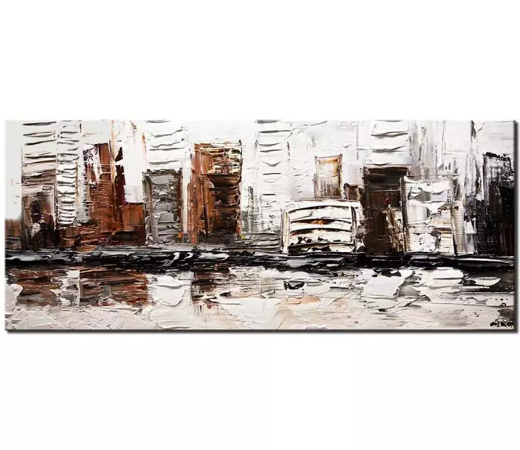 print on canvas - canvas print of the white house city painting heavy texture white black bronze silver
