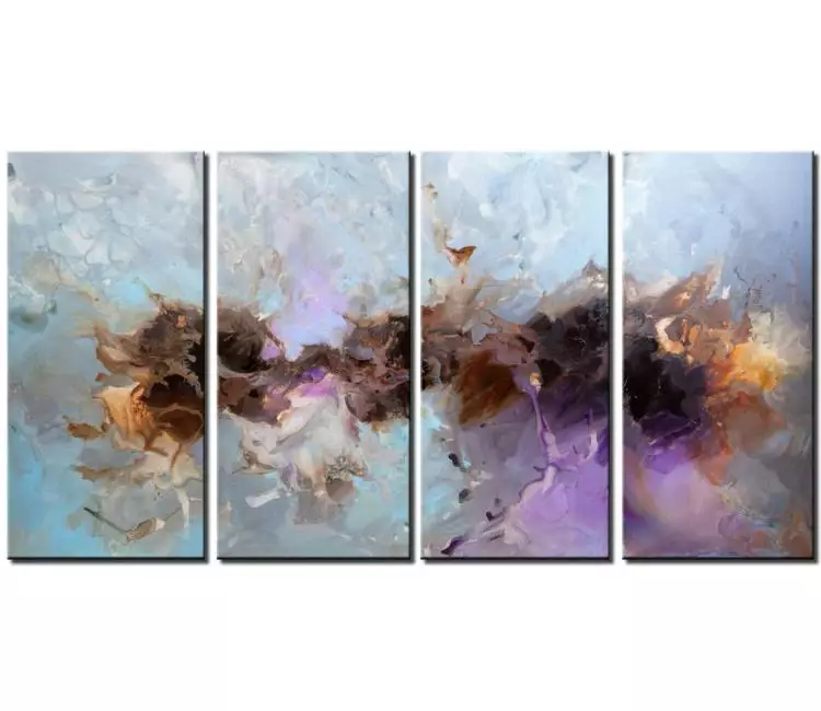 abstract painting - light blue purple abstract painting on canvas original large canvas art modern living room wall art