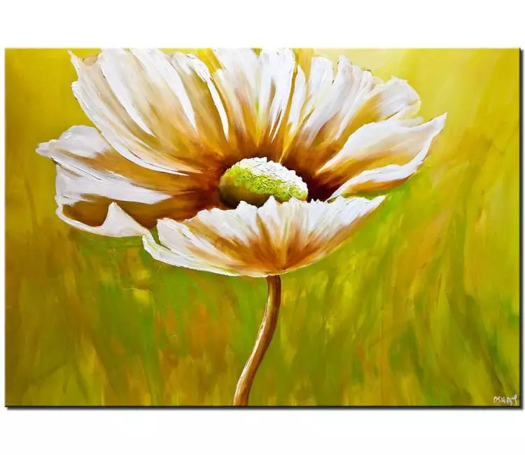 print on canvas - canvas print of abstract daisy flower painting green