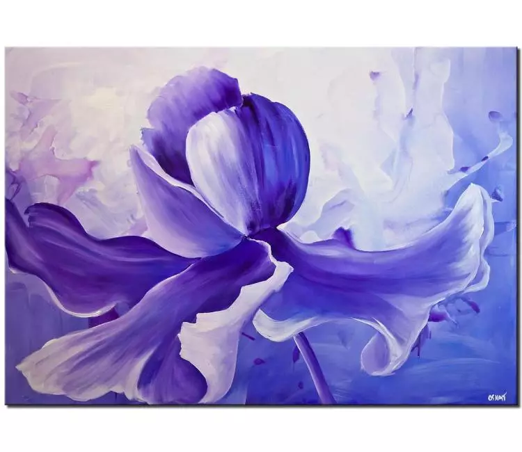 floral painting - iris flower painting on canvas original minimalist purple flower art modern living room wall art