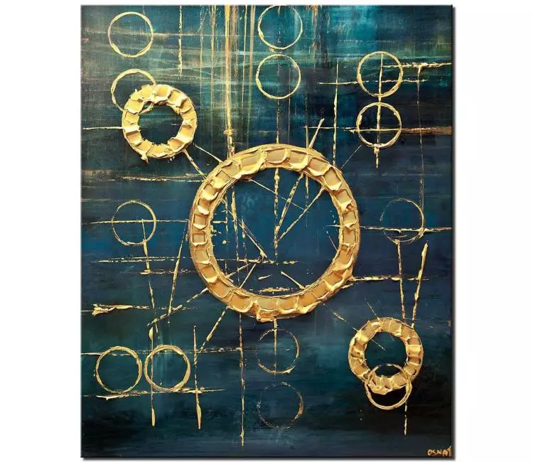 abstract painting - blue gold abstract painting on canvas original 3d geometric art textured minimalist modern painting