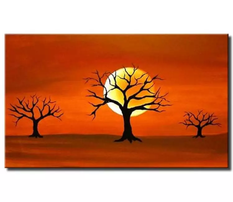 landscape paintings - abstract desert tree painting on canvas modern minimalist moon painting