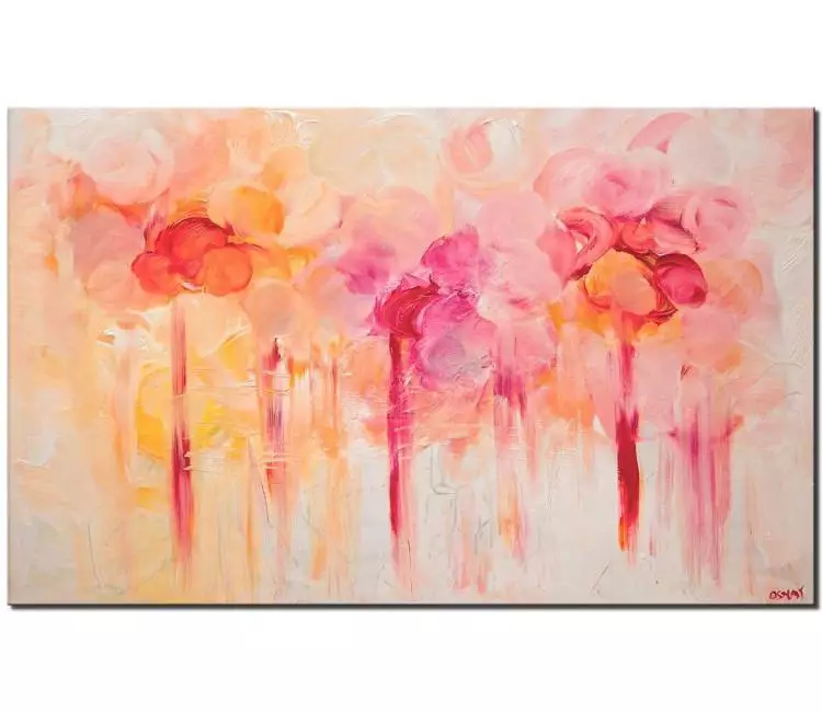 floral painting - pink abstract painting original acrylic on canvas modern art