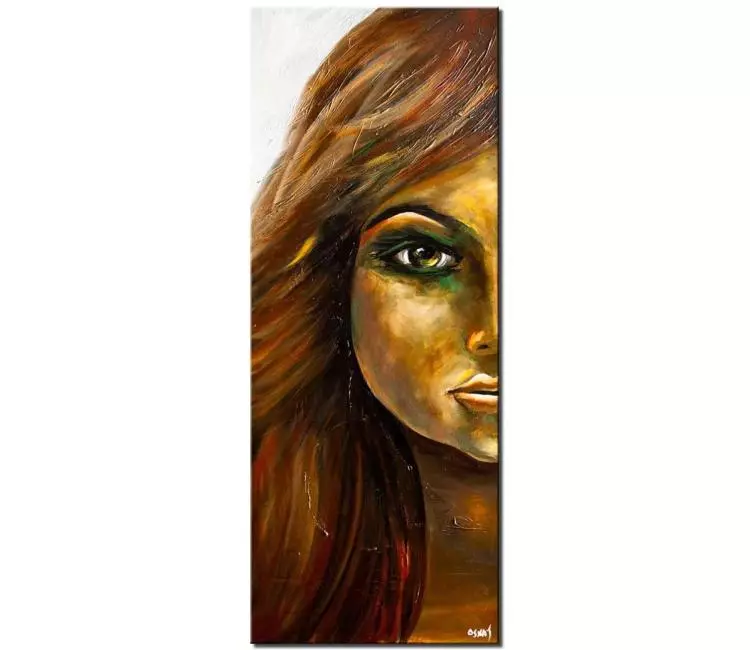 figure painting - modern abstract face portrait art on canvas original vertical  woman portrait painting