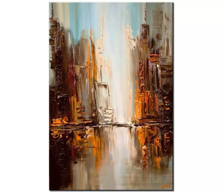 cityscape painting - modern city art on canvas original abstract cityscape painting textured painting with palette knife 3d art
