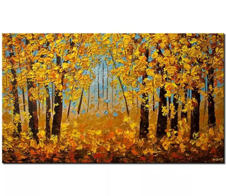 forest painting - Autumn forest painting on canvas original trees art Fall textured wood painting modern landscape painting