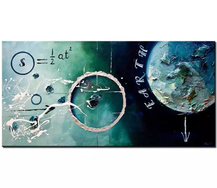 geometric painting - blue abstract painting on canvas original textured painting 3d wall art Galileo formula painting modern moon space art
