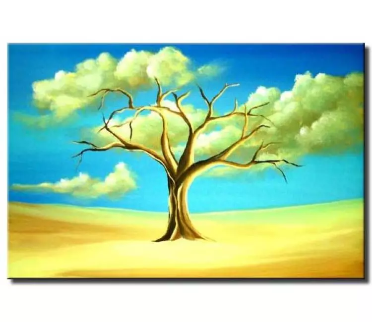 trees painting - home decor art blue sky