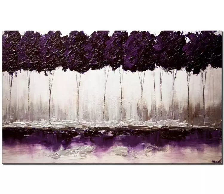 print on canvas - canvas print of modern purple blooming trees textured wall art