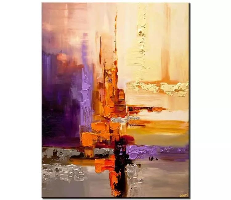 abstract painting - yellow purple abstract painting on canvas original textured painting modern 3d art for living room