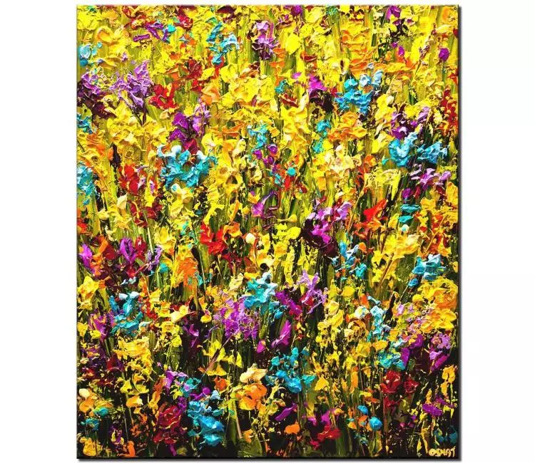 print on canvas - canvas print of modern palette knife floral painting