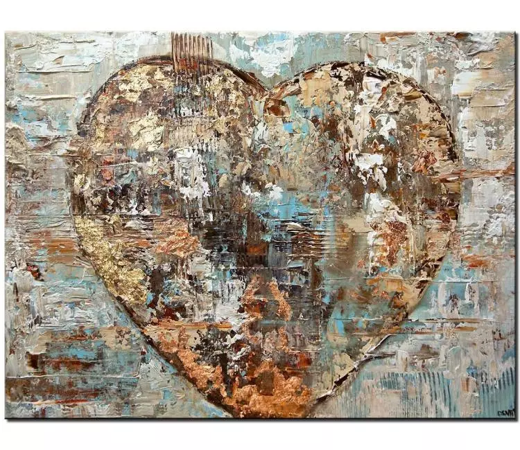 abstract painting - neutral wall art heart painting on canvas original textured painting romantic art gift Valentines gift