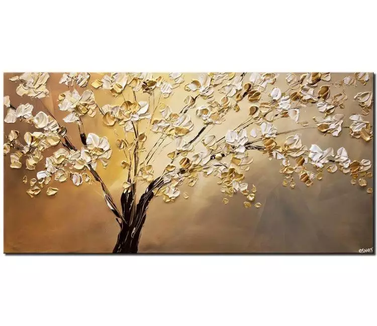 print on canvas - canvas print of modern-palette-knife-blooming-tree-painting