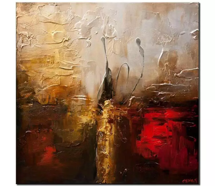 abstract painting - modern square abstract art canvas painting original 3d art red gold abstract painting modern home decor