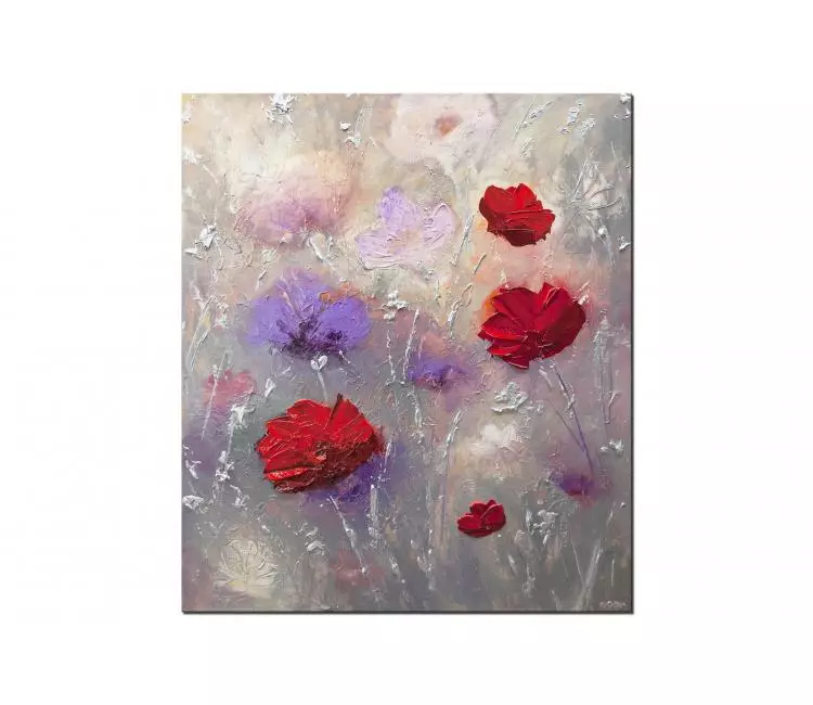 floral painting - original abstract floral painting on canvas textured pastel  floral art modern art