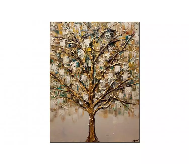 forest painting - neutral abstract art tree canvas painting original textured modern tree of life wall art