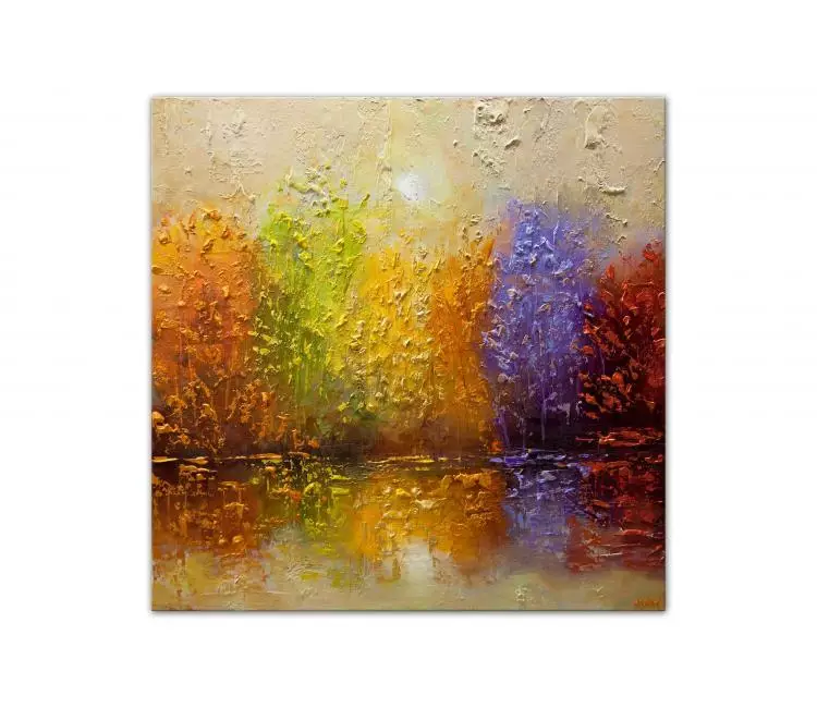forest painting - colorful abstract landscape art forest painting on canvas original modern tree art