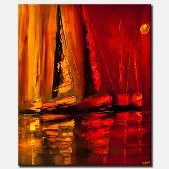 Prints painting - Sunset at the Dock