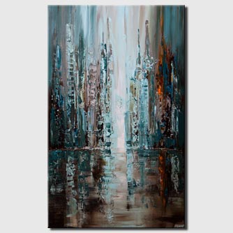 Cityscape painting - The Man in the Orange Tower