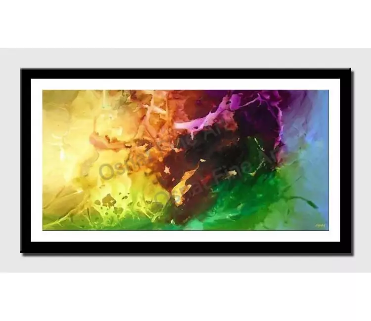 print on paper - canvas print of colorful abstract in yellow green and brown
