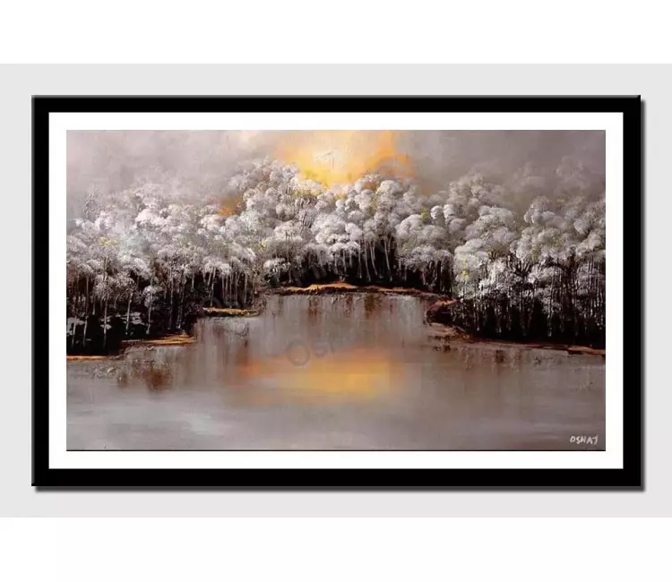 print on paper - canvas print of wall art by osnat tzadok white forest near a river