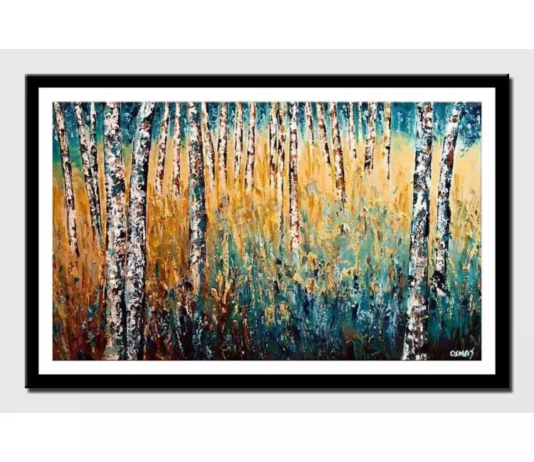 print on paper - canvas print of dense forest of birch trees