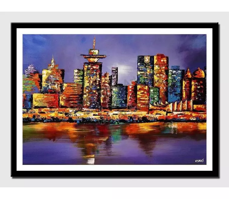 print on paper - canvas print of vancouver skyline painting