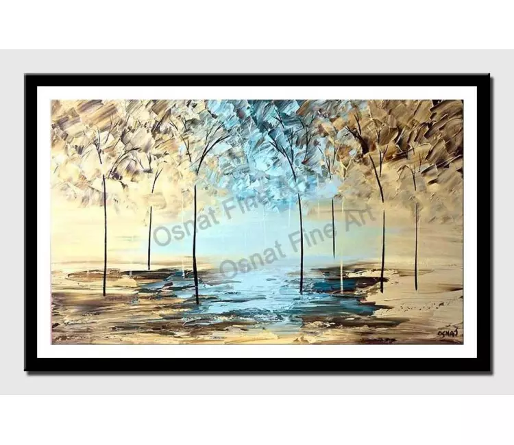 print on paper - canvas print of trees by the lake