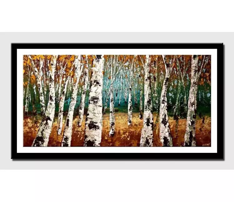 print on paper - canvas print of textured forest of birch trees