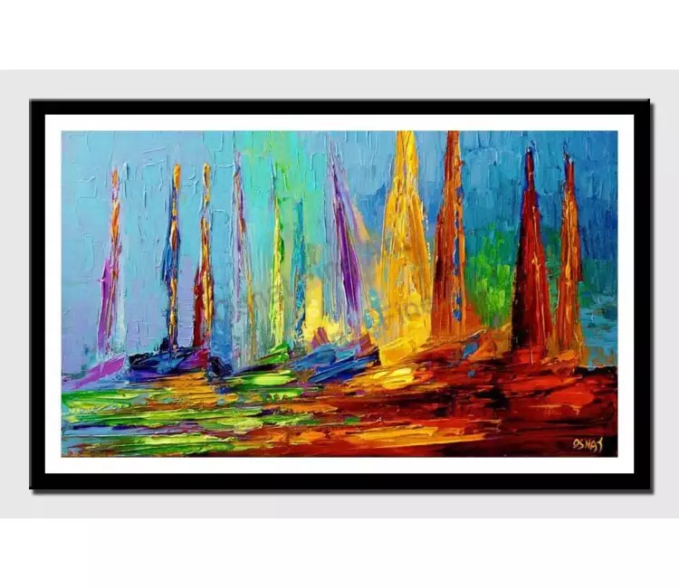 print on paper - canvas print of colorful sail boats on sea