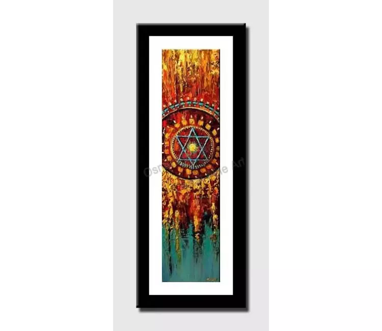 print on paper - canvas print of colorful magen david vertical painting