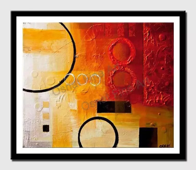 print on paper - canvas print of abstract circles on red and white background
