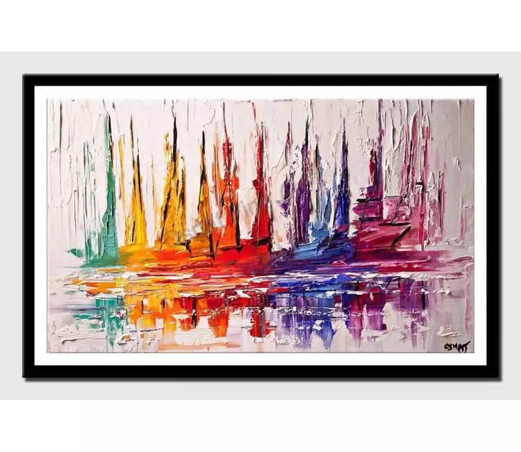 print on paper - canvas print of abstract boats on white background