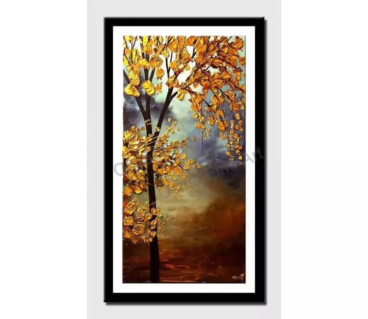 print on paper - canvas print of vertical blooming golden tree